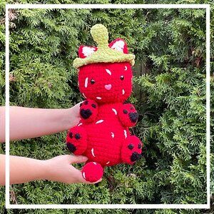 Crochet Strawberry Cat Plush